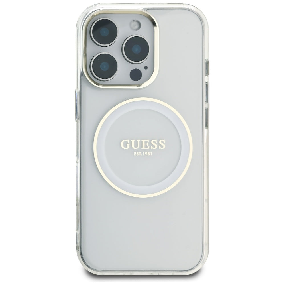 MagSafe-skal för Apple iPhone 16 Pro, Guess, IML Metal Colored Circle, Vit