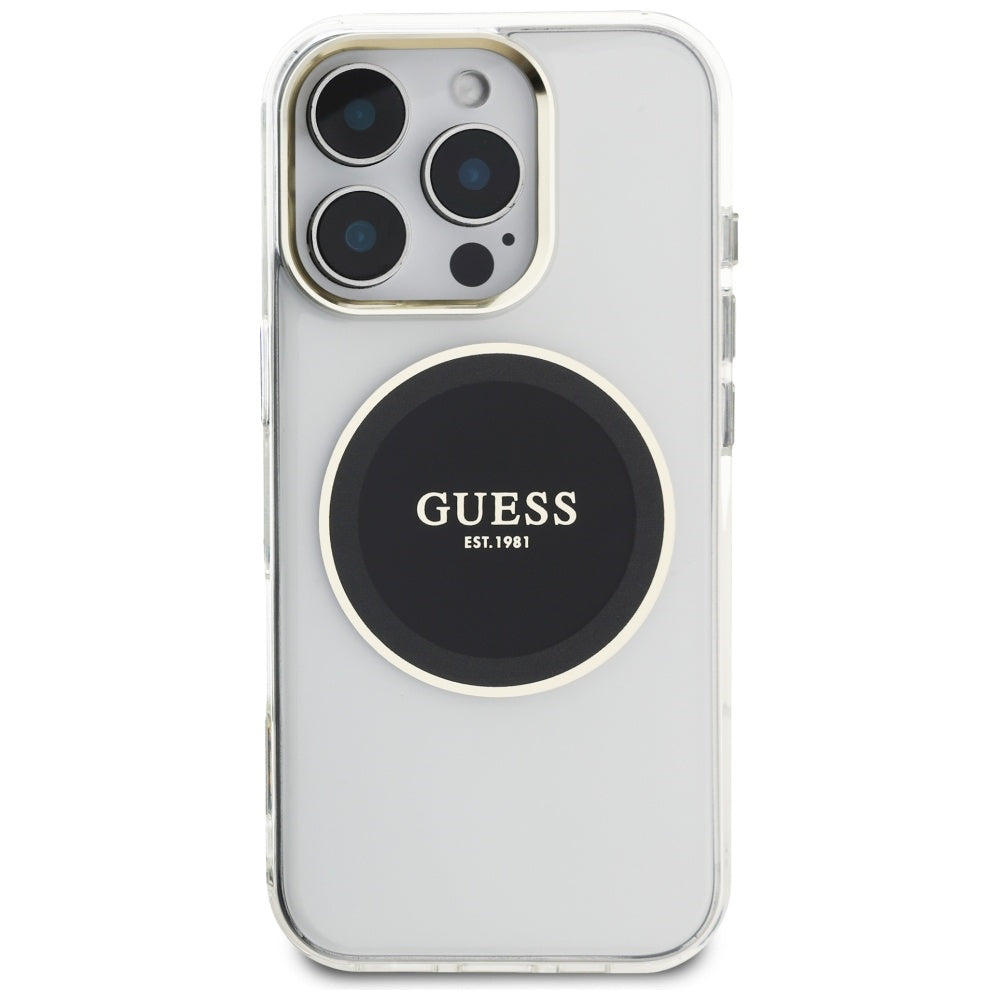 MagSafe-skal för Apple iPhone 16 Pro, Guess, IML Metal Colored Circle, Svart