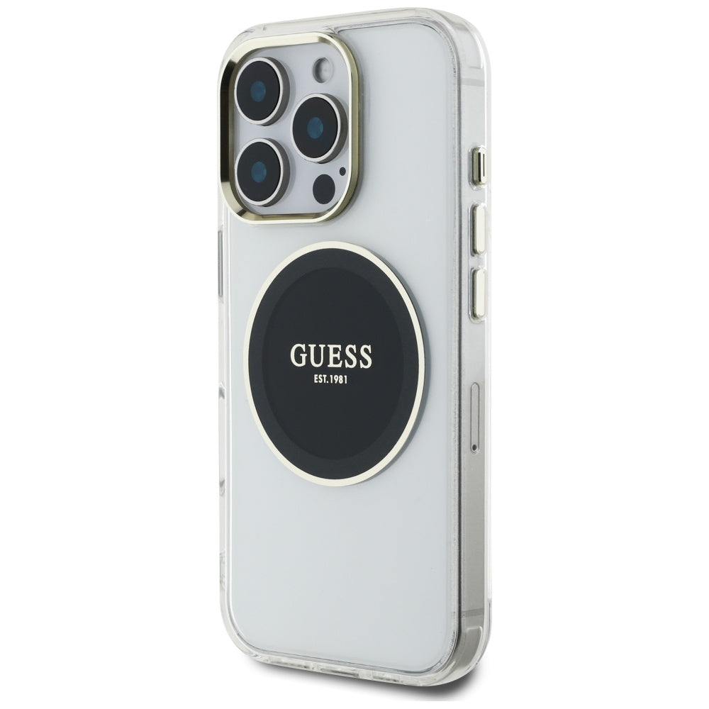 MagSafe-skal för Apple iPhone 16 Pro, Guess, IML Metal Colored Circle, Svart