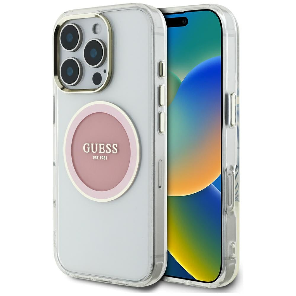 MagSafe-skal för Apple iPhone 16 Pro, Guess, IML Metal Colored Circle, Rosa