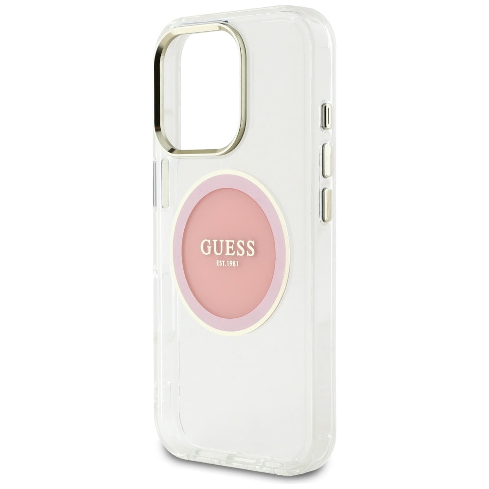 MagSafe-skal för Apple iPhone 16 Pro, Guess, IML Metal Colored Circle, Rosa