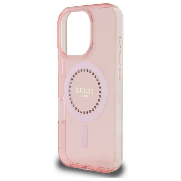 MagSafe-skal för Apple iPhone 16 Pro, Guess, IML Rhinestone, Rosa