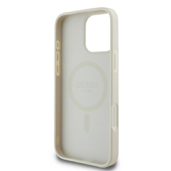 MagSafe-skal för Apple iPhone 16 Pro, Guess, Peony Script, Vit
