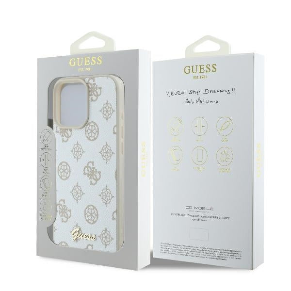 MagSafe-skal för Apple iPhone 16 Pro, Guess, Peony Script, Vit