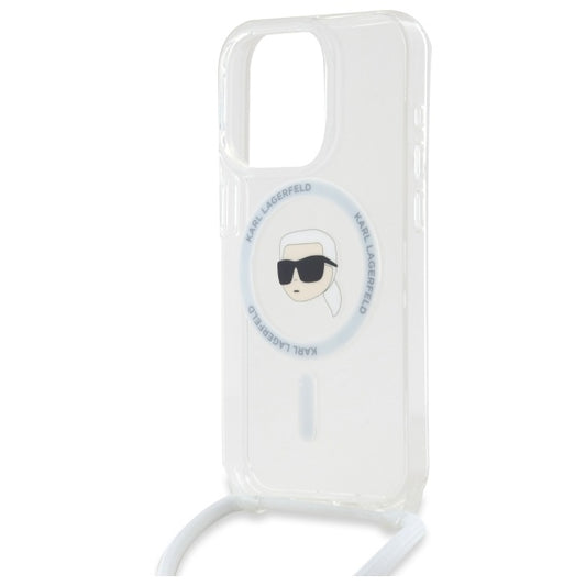 MagSafe-skal för Apple iPhone 16 Pro, Karl Lagerfeld, IML Crossbody Karl's Head, Transparent