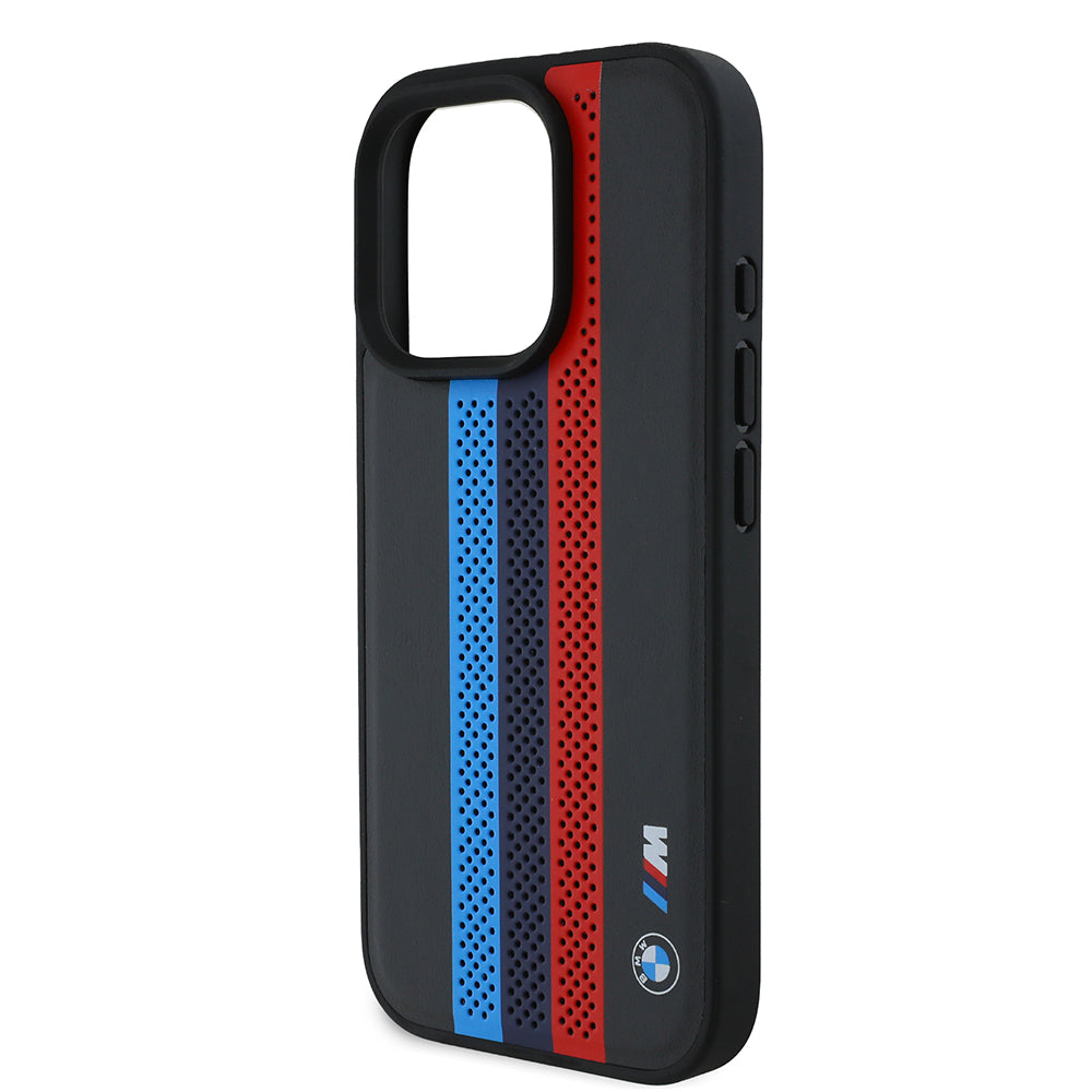 MagSafe-skal för Apple iPhone 16 Pro Max, BMW, Perforated M Perf. Tricolor Stripers, Svart