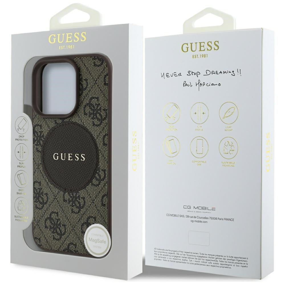 MagSafe-skal för Apple iPhone 16 Pro Max, Guess, 4G Circle Classic Logo, Brun