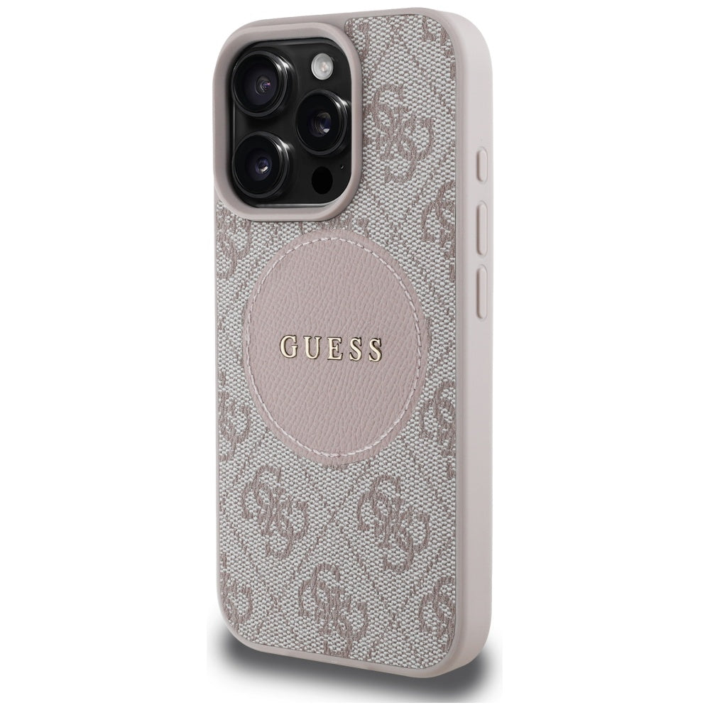 MagSafe Case for Apple iPhone 16 Pro Max, Guess, 4G Circle Classic Logo, Pink