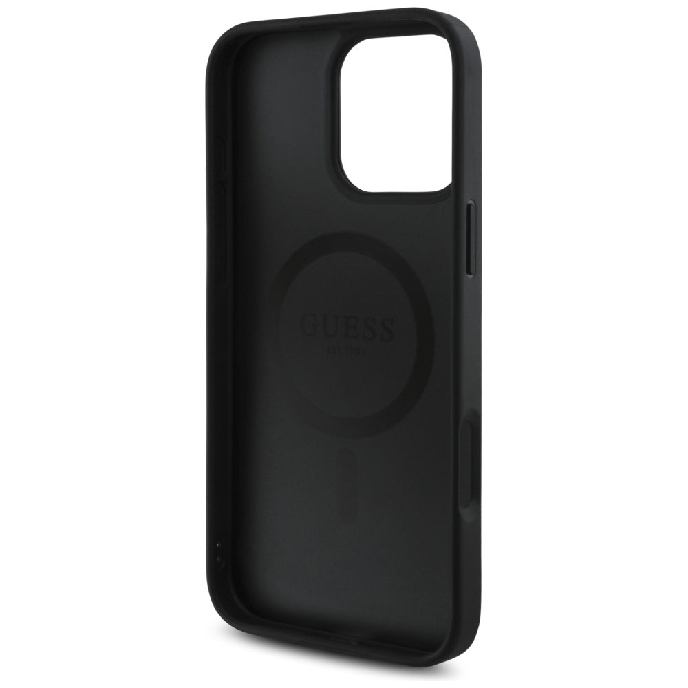 MagSafe Case for Apple iPhone 16 Pro Max, Guess, 4G Small and Classic Logo, Black