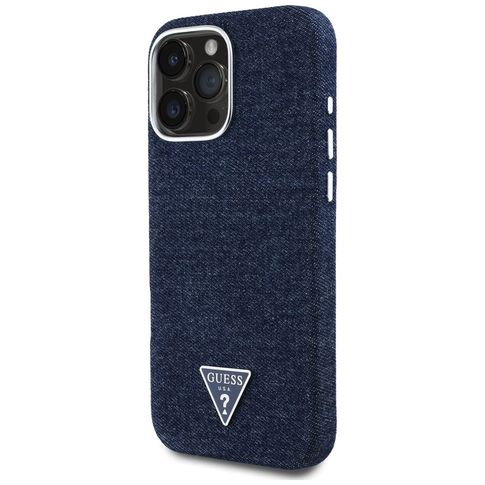 MagSafe-fodral för Apple iPhone 16 Pro Max, Guess, Denim Triangle Logo, Blå