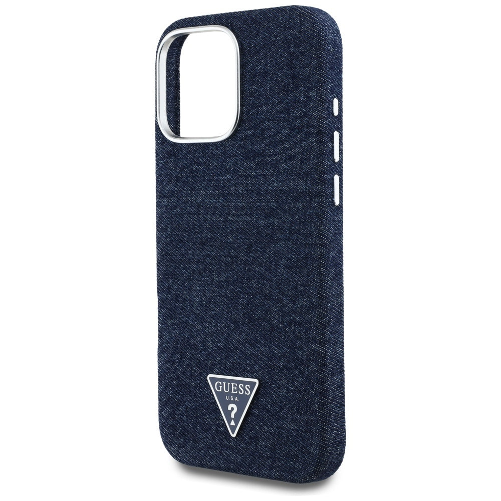 MagSafe-fodral för Apple iPhone 16 Pro Max, Guess, Denim Triangle Logo, Blå