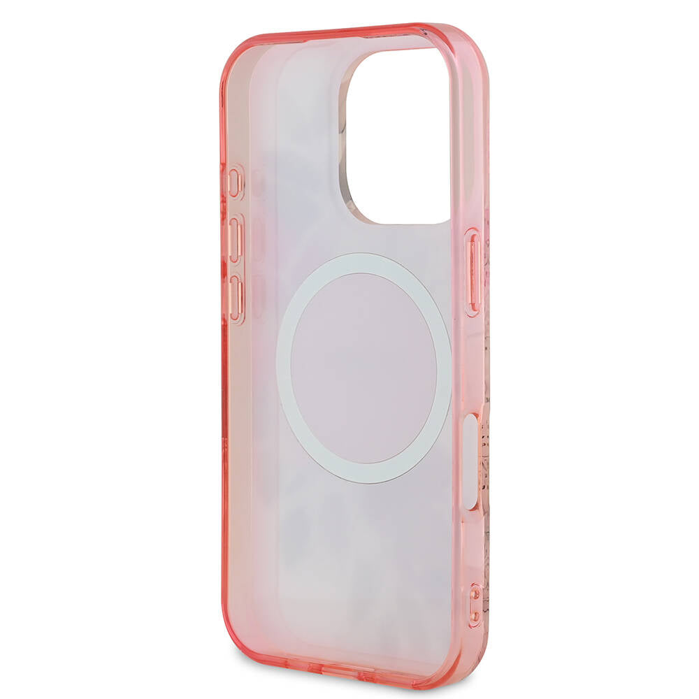 MagSafe-skal för Apple iPhone 16 Pro Max, Guess, IML Flower & Tonal Circle, Rosa