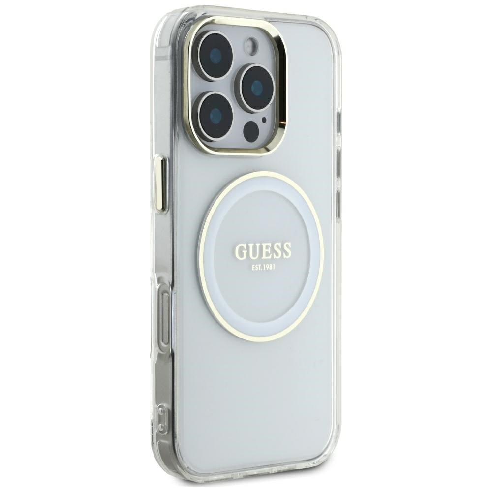 MagSafe-skal för Apple iPhone 16 Pro Max, Guess, IML Metal Colored Circle, Vit