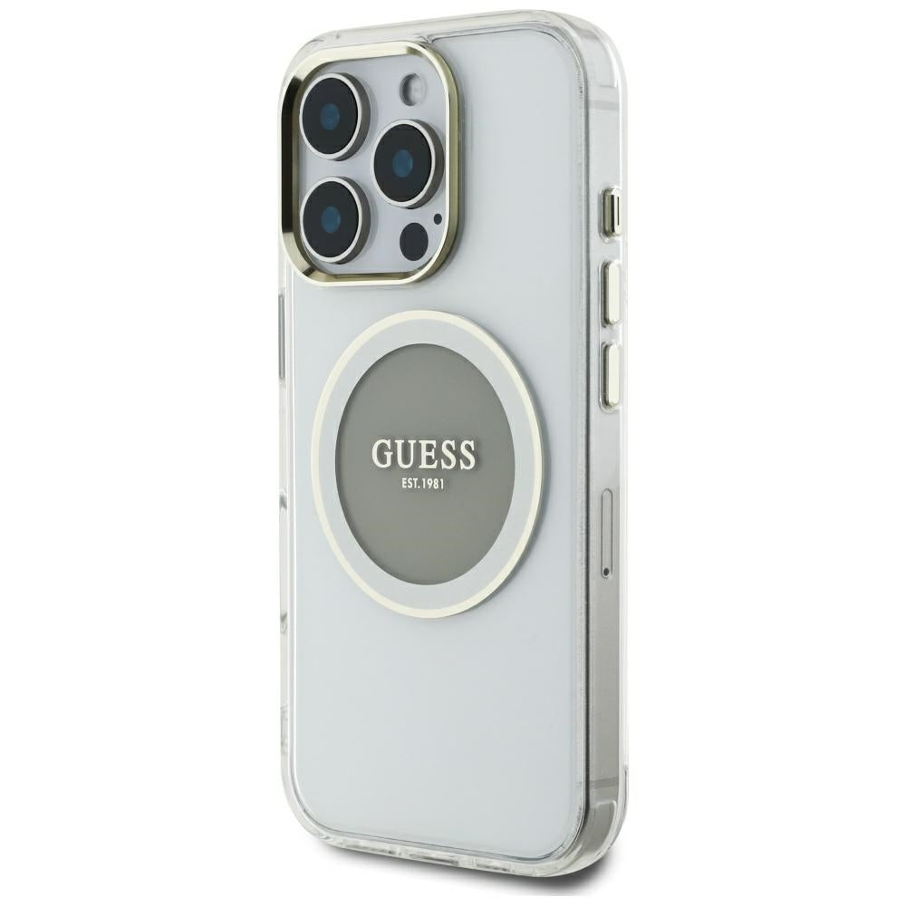 MagSafe-skal för Apple iPhone 16 Pro Max, Guess, IML Metal Colored Circle, Grå