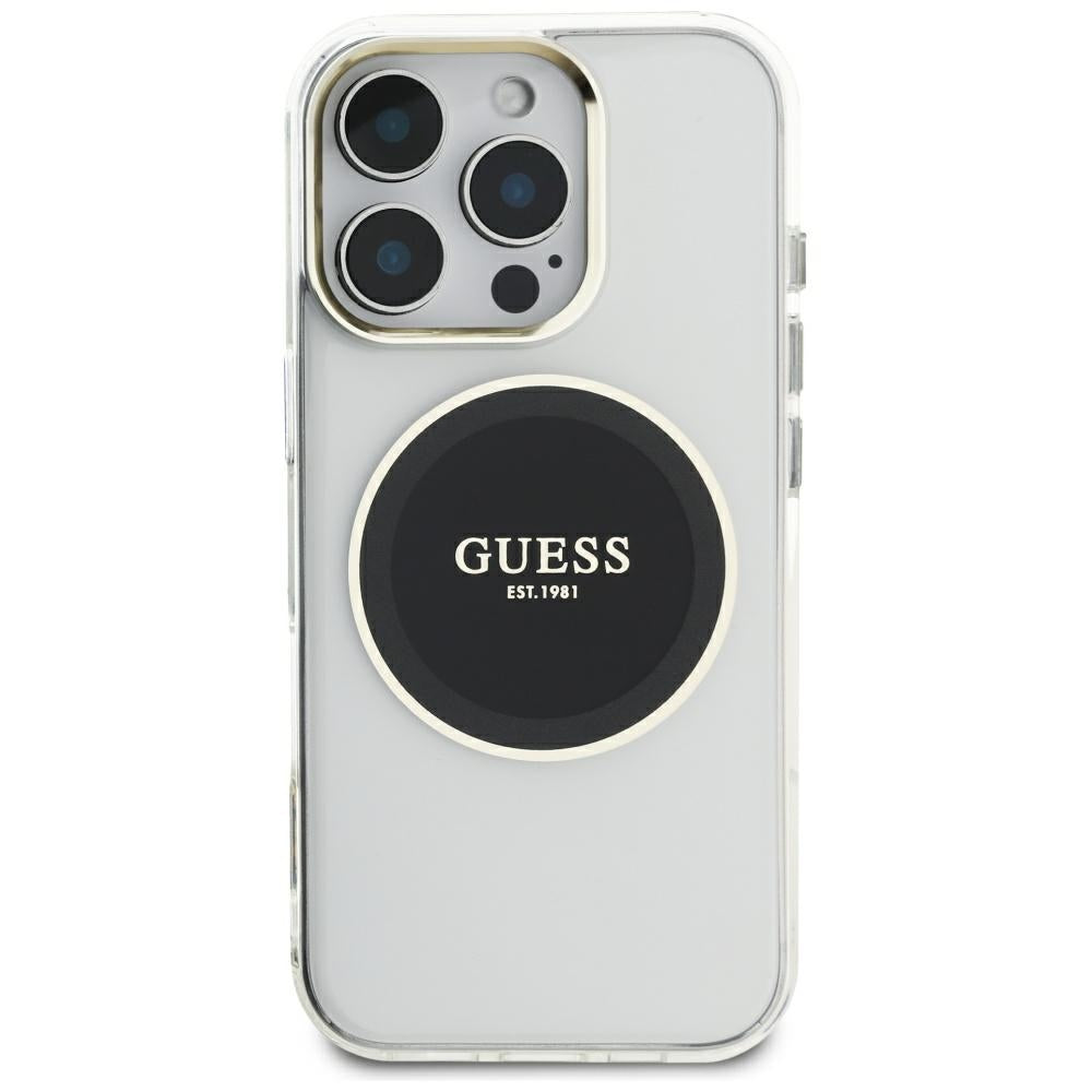 MagSafe-skal för Apple iPhone 16 Pro Max, Guess, IML Metal Colored Circle, Svart