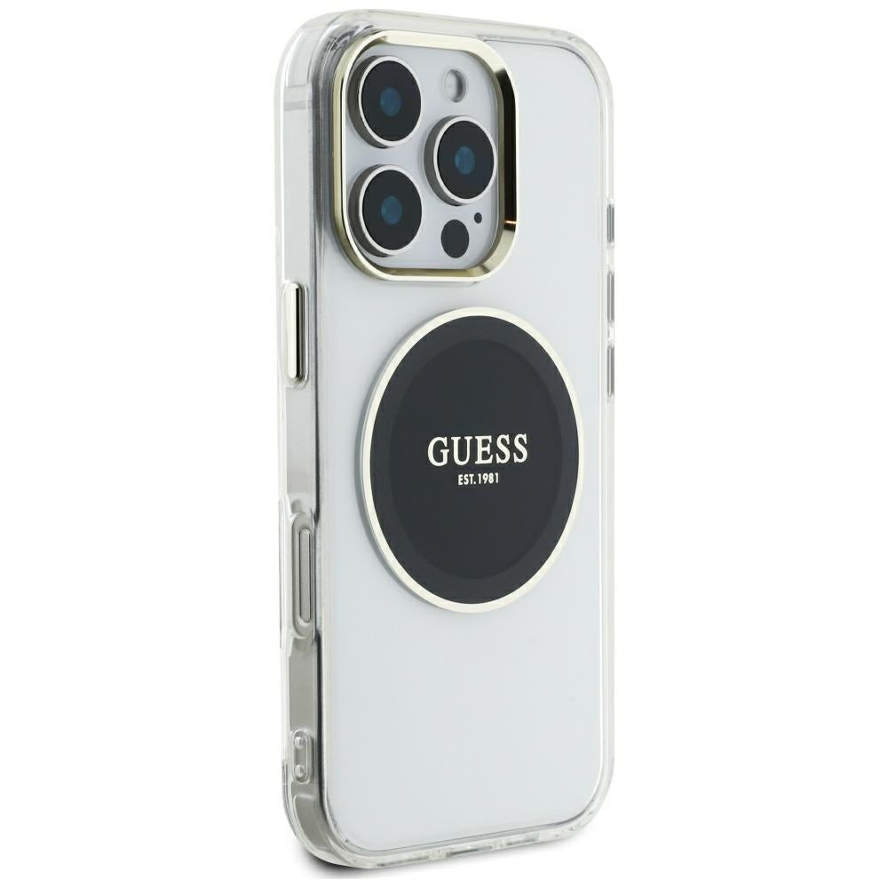 MagSafe-skal för Apple iPhone 16 Pro Max, Guess, IML Metal Colored Circle, Svart