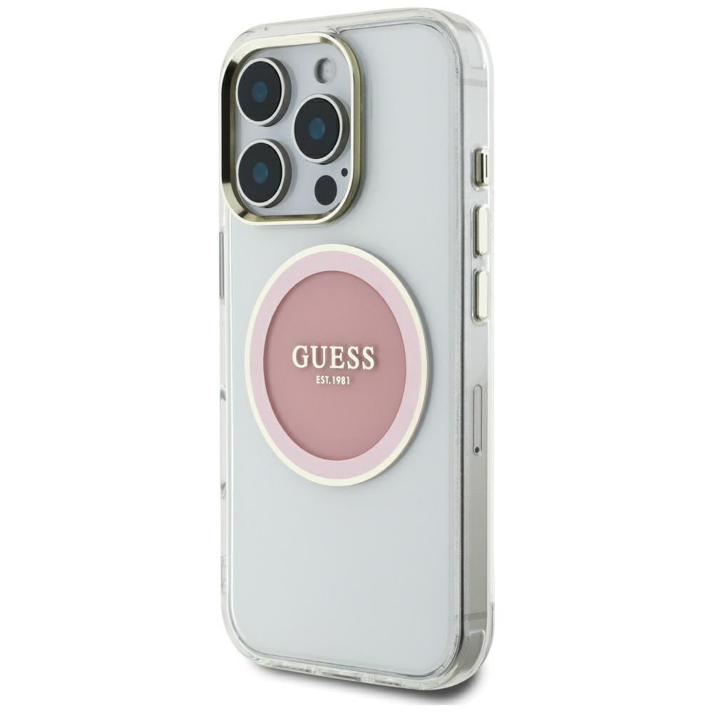 MagSafe-skal för Apple iPhone 16 Pro Max, Guess, IML Metal Colored Circle, Rosa