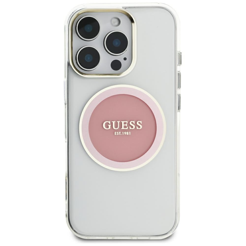 MagSafe-skal för Apple iPhone 16 Pro Max, Guess, IML Metal Colored Circle, Rosa