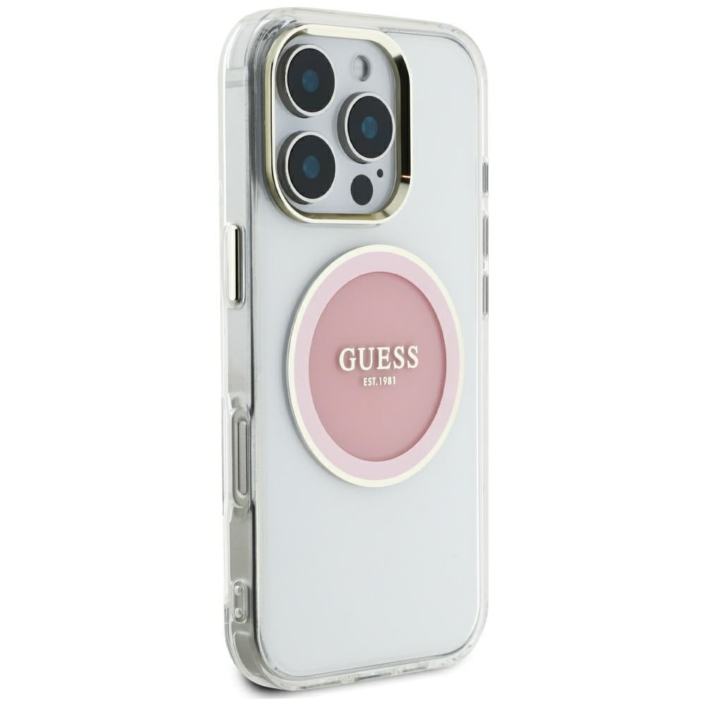 MagSafe-skal för Apple iPhone 16 Pro Max, Guess, IML Metal Colored Circle, Rosa