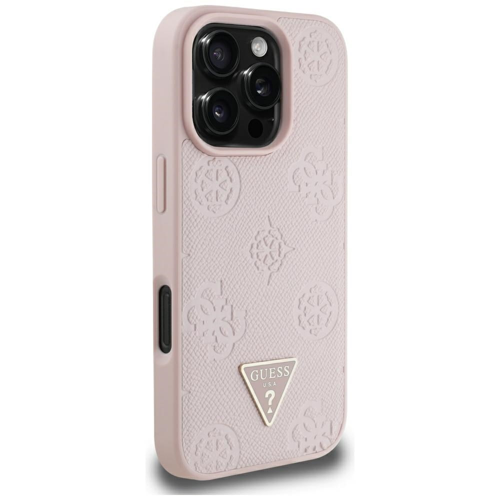 MagSafe-skal för Apple iPhone 16 Pro Max, Guess, Peony Grained Hot Stamp Triangle, Rosa