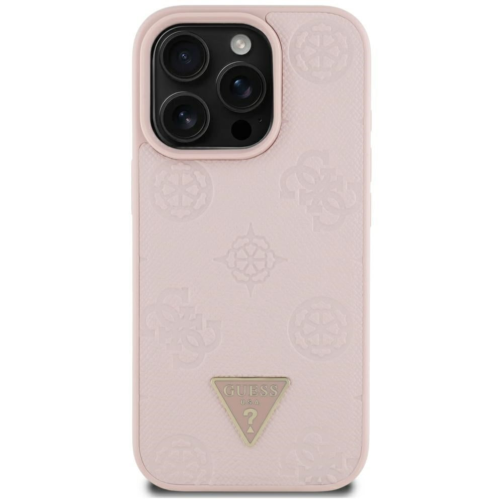 MagSafe-skal för Apple iPhone 16 Pro Max, Guess, Peony Grained Hot Stamp Triangle, Rosa