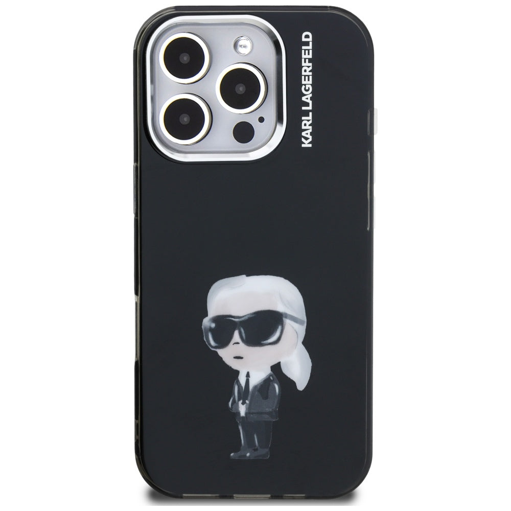 MagSafe-skal för Apple iPhone 16 Pro Max, Karl Lagerfeld, IML Aquarelle Logo Karl, Svart