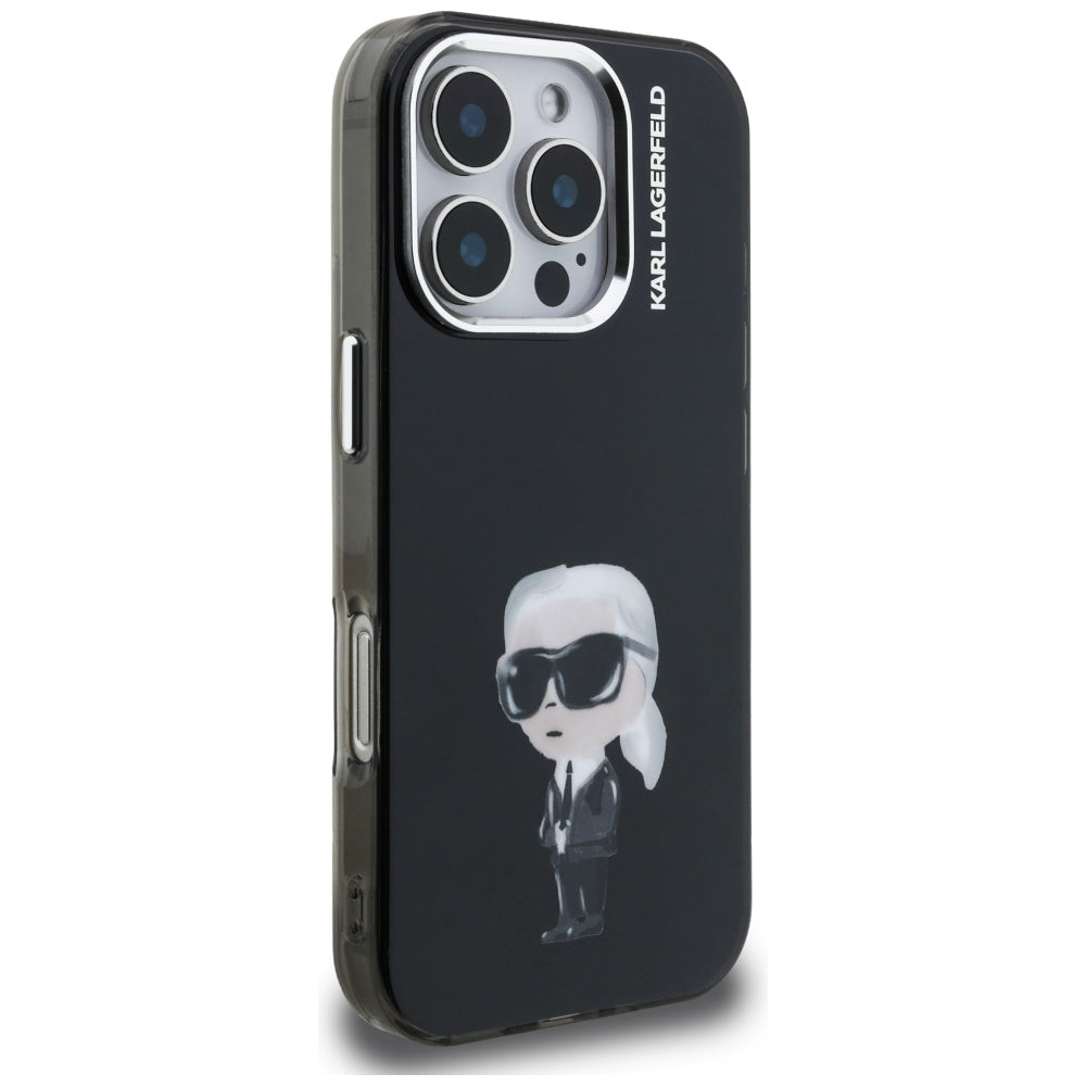 MagSafe-skal för Apple iPhone 16 Pro Max, Karl Lagerfeld, IML Aquarelle Logo Karl, Svart