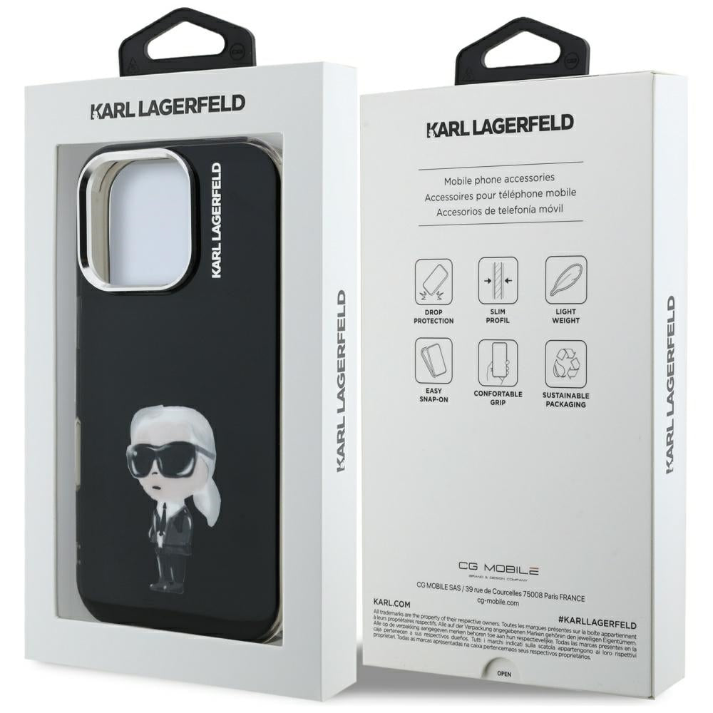 MagSafe-skal för Apple iPhone 16 Pro Max, Karl Lagerfeld, IML Aquarelle Logo Karl, Svart