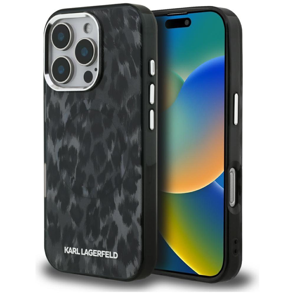 MagSafe-skal för Apple iPhone 16 Pro Max, Karl Lagerfeld, IML Leopardmönster, Svart