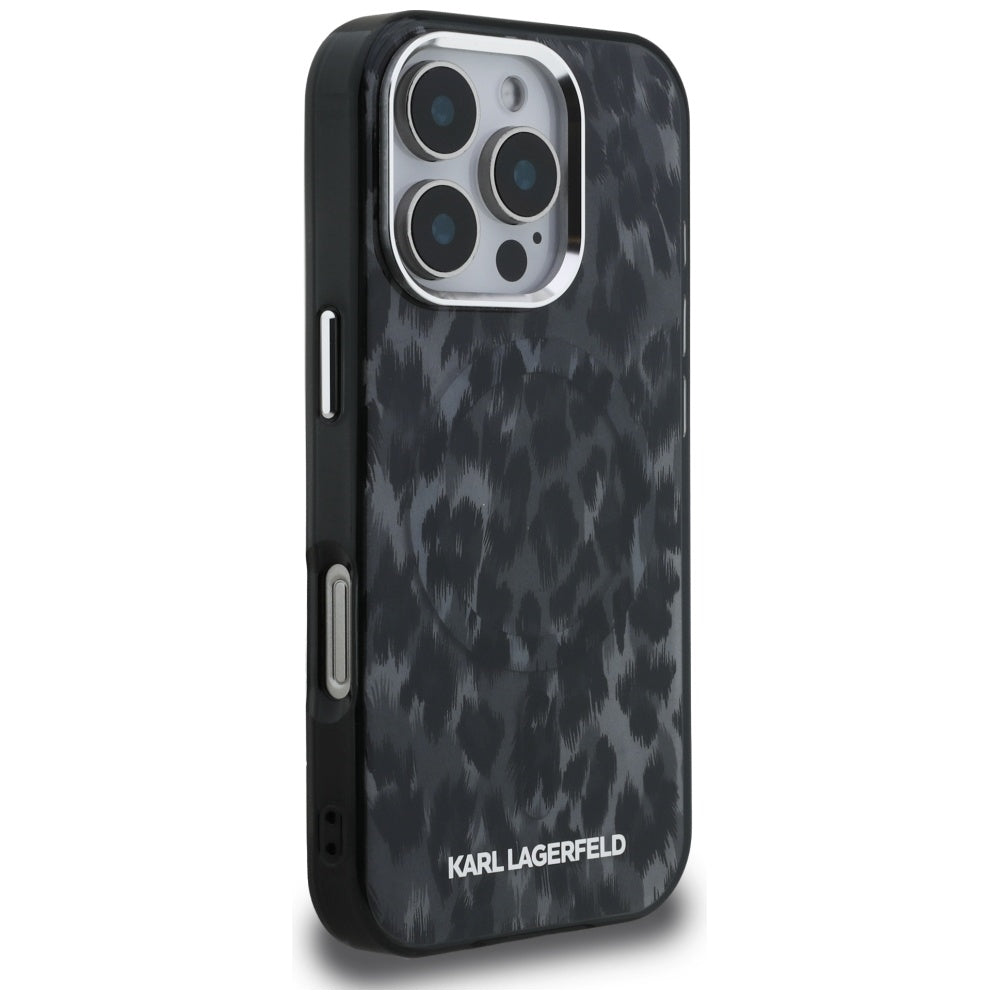MagSafe-skal för Apple iPhone 16 Pro Max, Karl Lagerfeld, IML Leopardmönster, Svart