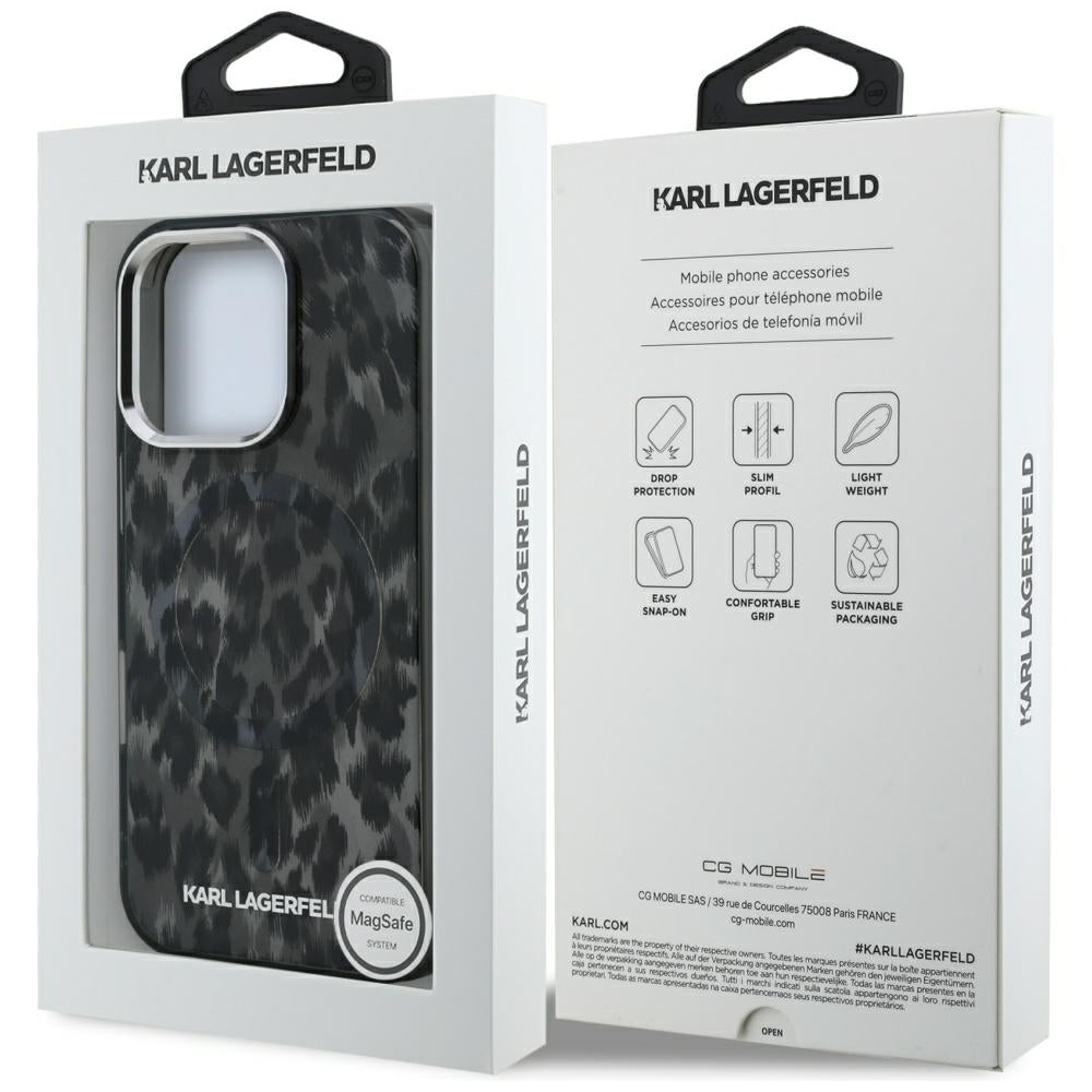 MagSafe-skal för Apple iPhone 16 Pro Max, Karl Lagerfeld, IML Leopardmönster, Svart