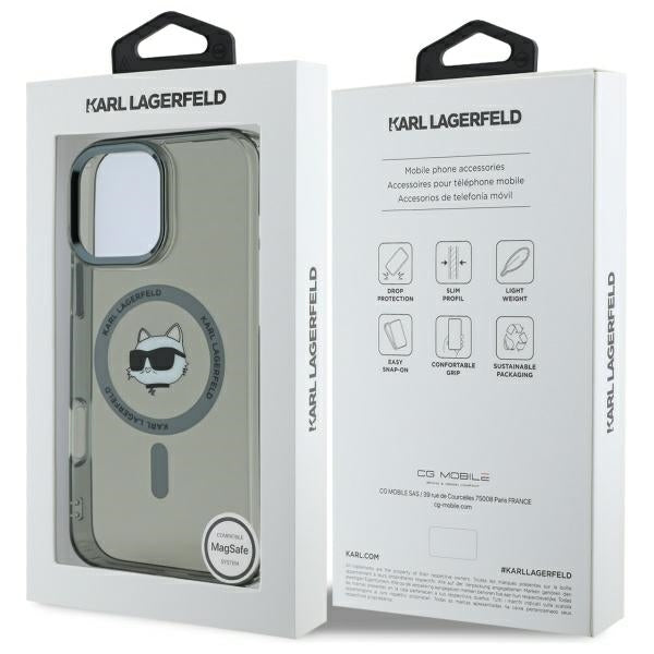 MagSafe-skal för Apple iPhone 16 Pro Max, Karl Lagerfeld, IML Metal Choupette's Head, Svart