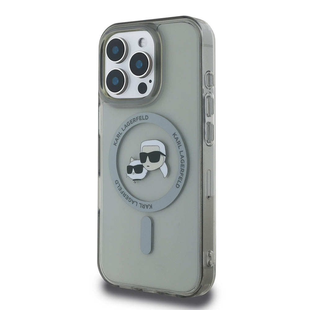 MagSafe-skal för Apple iPhone 16 Pro Max, Karl Lagerfeld, IML Metal Karl & Choupette's Heads, Svart