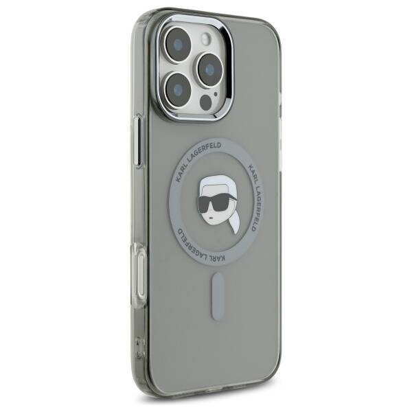 MagSafe-skal för Apple iPhone 16 Pro Max, Karl Lagerfeld, IML Metal Karl's Head, Svart