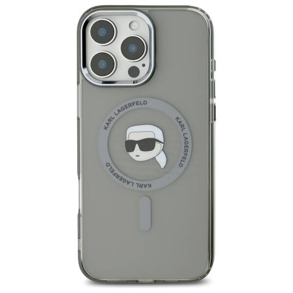 MagSafe-skal för Apple iPhone 16 Pro Max, Karl Lagerfeld, IML Metal Karl's Head, Svart