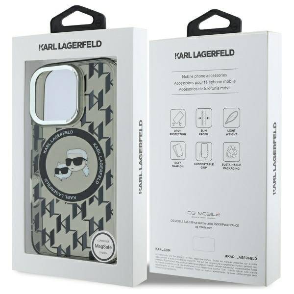 MagSafe-skal för Apple iPhone 16 Pro Max, Karl Lagerfeld, IML Monogram Karl & Choupette's Heads, Svart