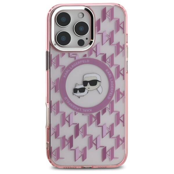 MagSafe-skal för Apple iPhone 16 Pro Max, Karl Lagerfeld, IML Monogram Karl & Choupette's Heads, Rosa