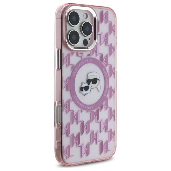 MagSafe-skal för Apple iPhone 16 Pro Max, Karl Lagerfeld, IML Monogram Karl & Choupette's Heads, Rosa