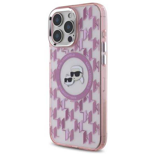 MagSafe-skal för Apple iPhone 16 Pro Max, Karl Lagerfeld, IML Monogram Karl & Choupette's Heads, Rosa