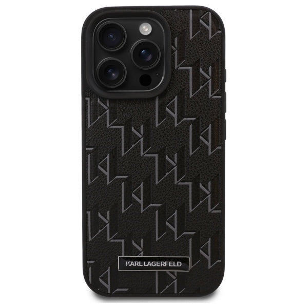 MagSafe Case for Apple iPhone 16 Pro Max, Karl Lagerfeld, Monogram Metal Logo, Black