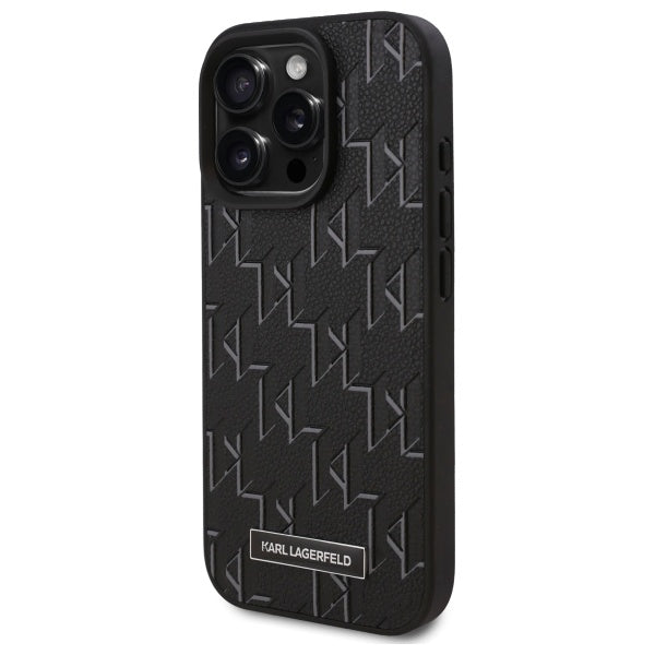 MagSafe Case for Apple iPhone 16 Pro Max, Karl Lagerfeld, Monogram Metal Logo, Black
