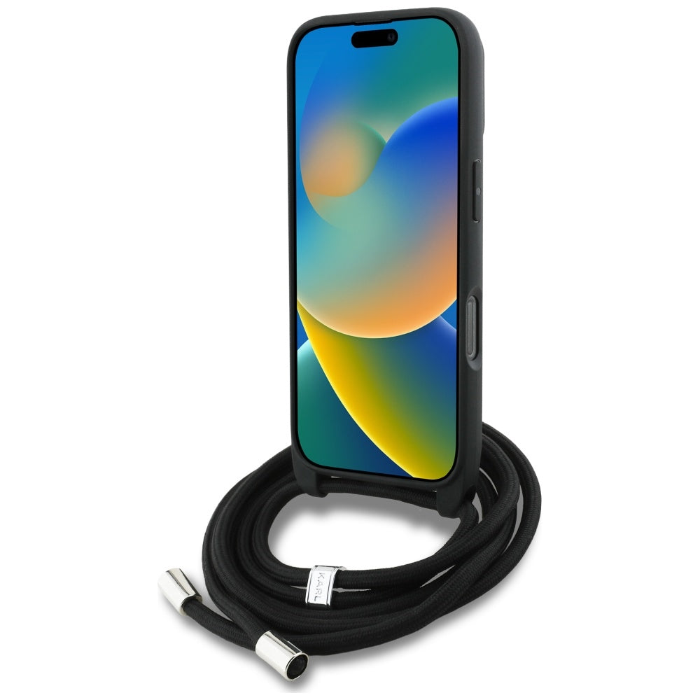 MagSafe-fodral för Apple iPhone 16 Pro Max, Karl Lagerfeld, Saffiano Crossbody, Grå