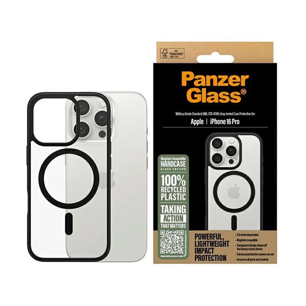 MagSafe-skal för Apple iPhone 16 Pro, PanzerGlass, Frame, Svart Transparent