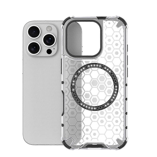 MagSafe-fodral för Apple iPhone 16 Pro, Techsuit, HoneyComb Shield, Vit