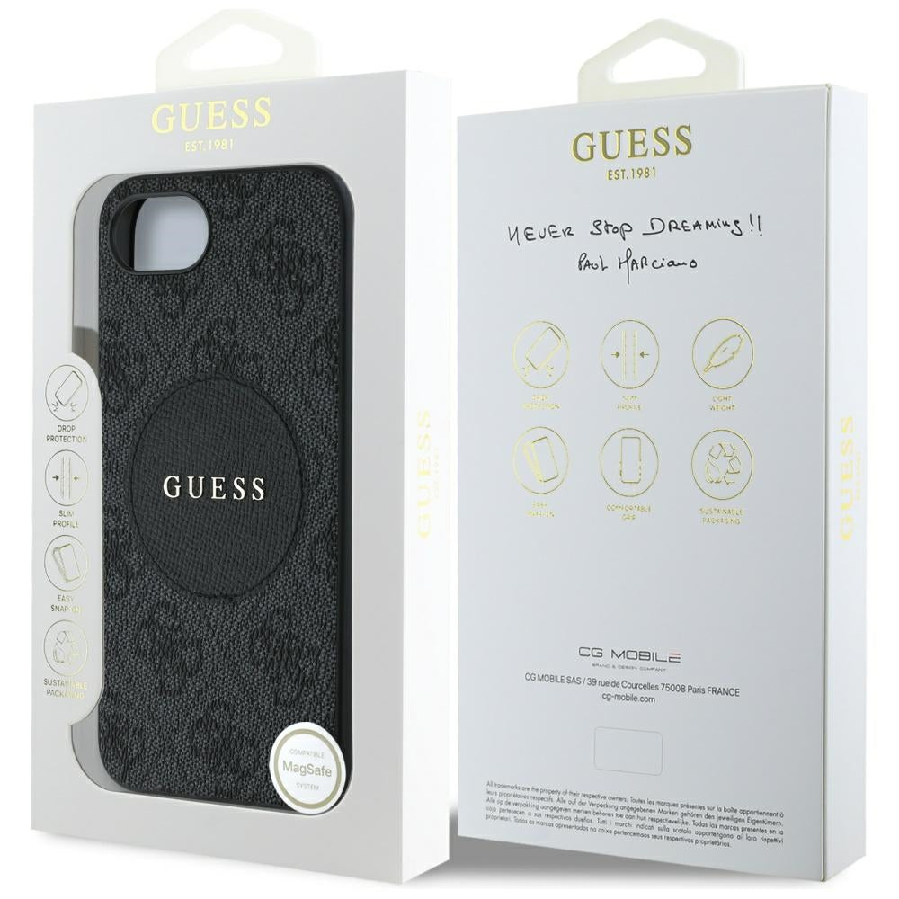 MagSafe-skal för Apple iPhone 17e / 16e, Guess, 4G Circle Classic Logo, Svart