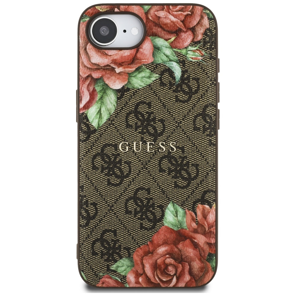 MagSafe Case for Apple iPhone 17e / 16e, Guess, 4G Flowers Print, Brown