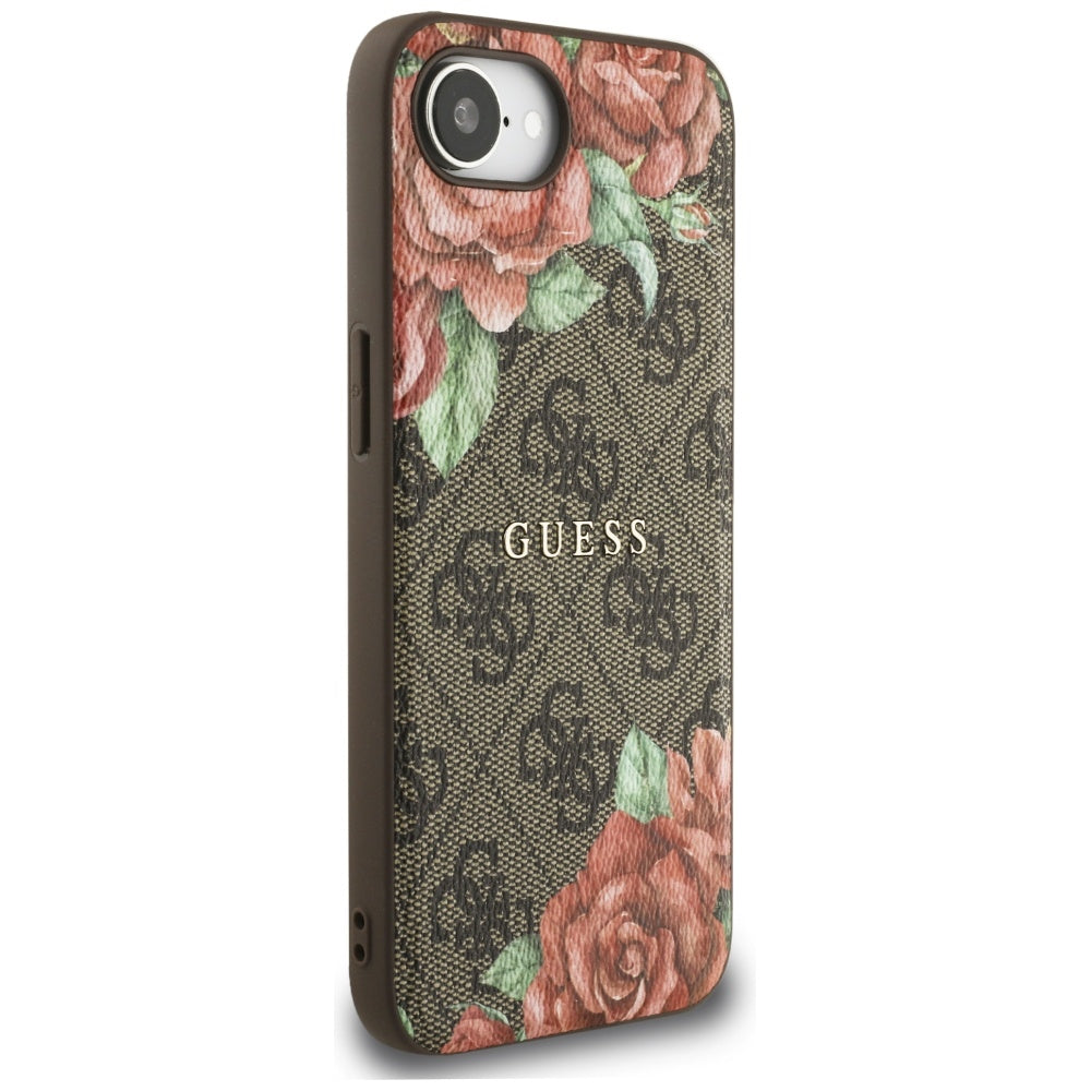 MagSafe Case for Apple iPhone 17e / 16e, Guess, 4G Flowers Print, Brown