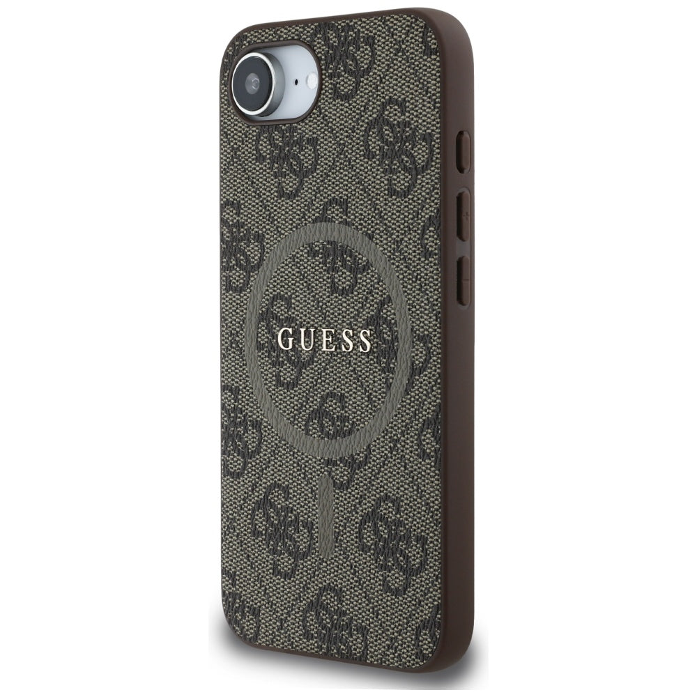 MagSafe Case for Apple iPhone 17e / 16e, Guess, 4G Ring Classic Logo, Brown