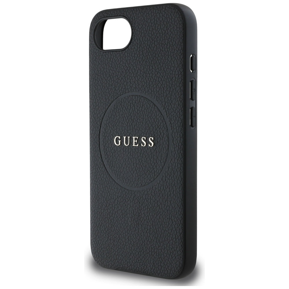 MagSafe Case for Apple iPhone 17e / 16e, Guess, Grained Gold Ring, Black