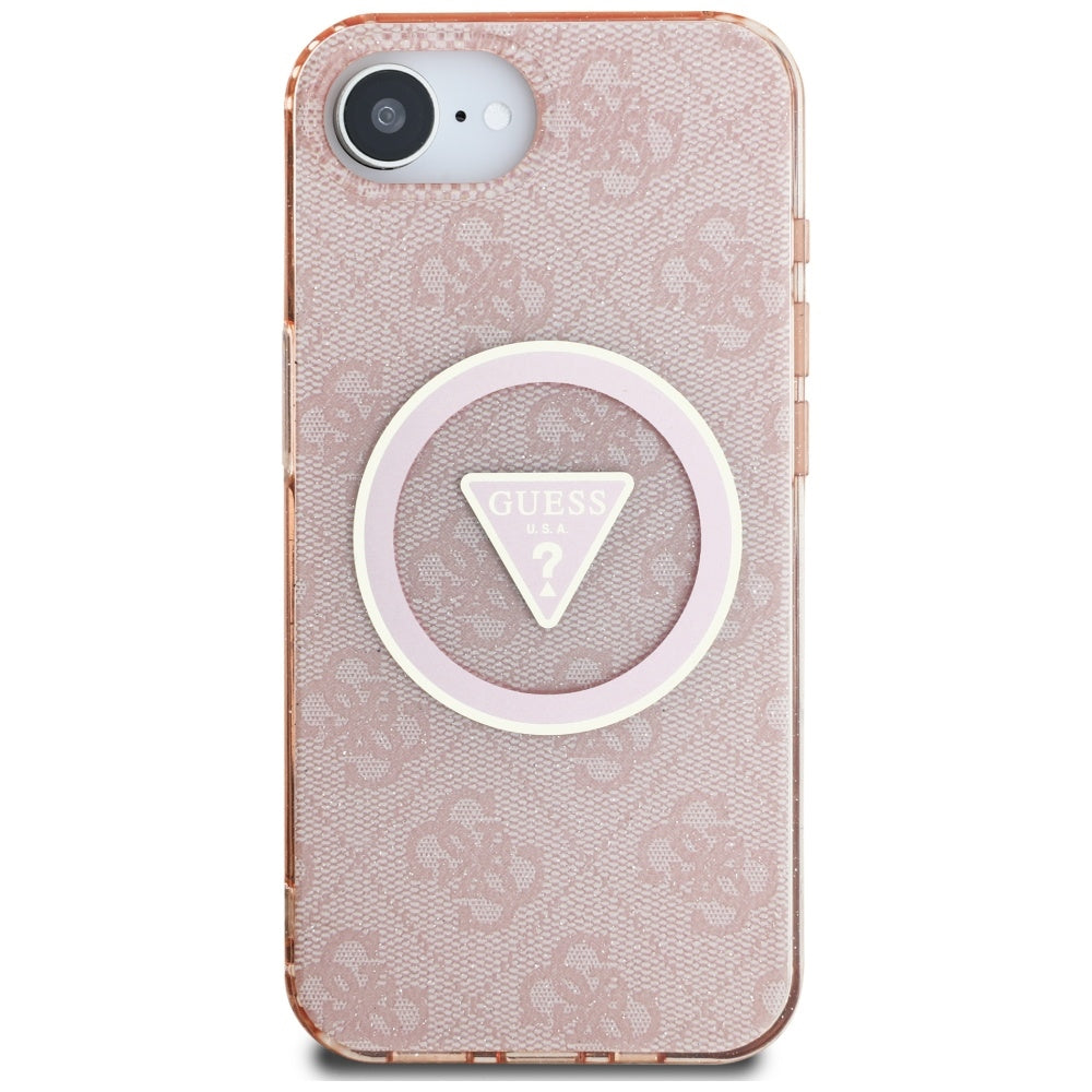 MagSafe-skal för Apple iPhone 17e / 16e, Guess, IML Glitter 4G Circle Triangle, Rosa